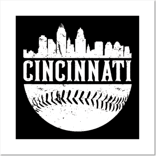 Cincinnati Ohio City Skyline Baseball Posters and Art